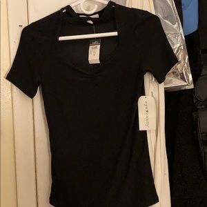 black neck cross ribbed shirt